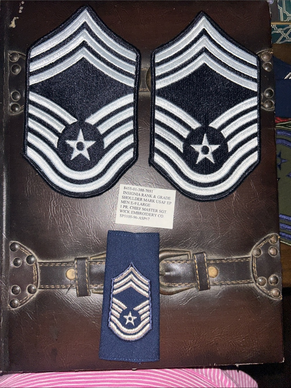 USAF Master Sergeant Rank Insignia Patch Set - Color Embroidered Set of 2 PAIR